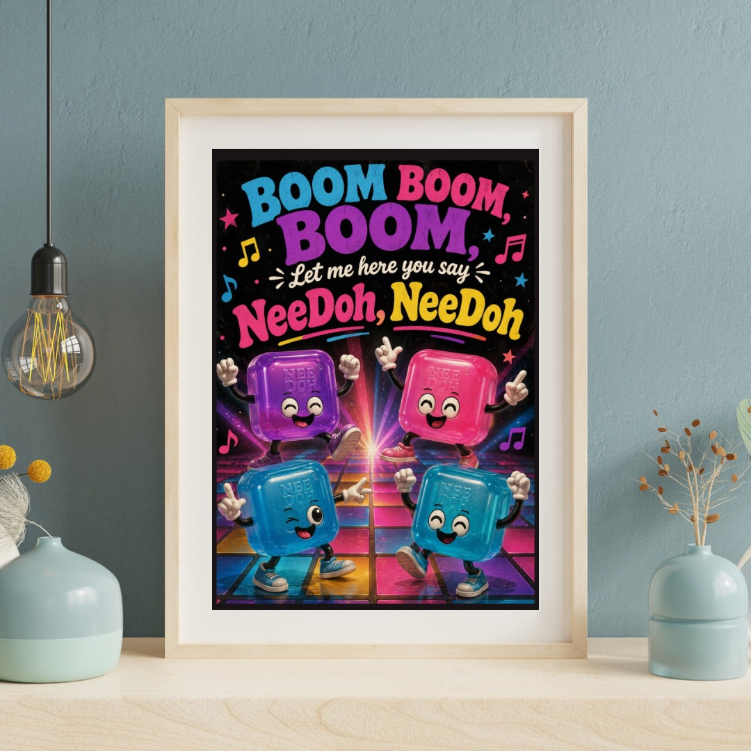 Boom Boom Squishy Dance Party Wall Art | Colourful Kids & Tween Bedroom Poster
