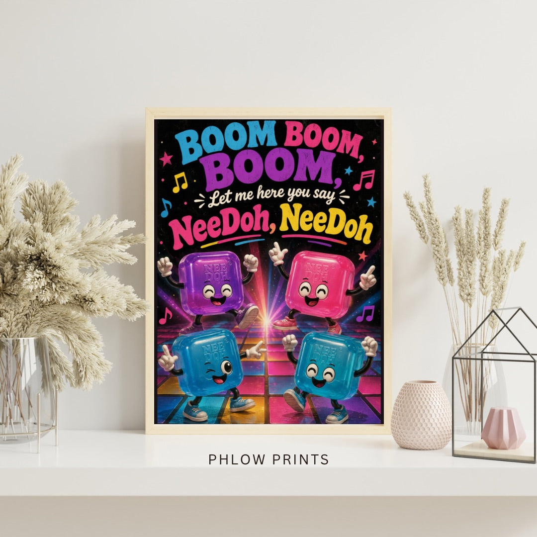 Boom Boom Squishy Dance Party Wall Art | Colourful Kids & Tween Bedroom Poster