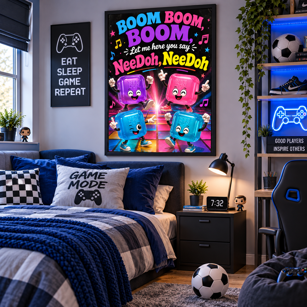 Boom Boom Squishy Dance Party Wall Art | Colourful Kids & Tween Bedroom Poster
