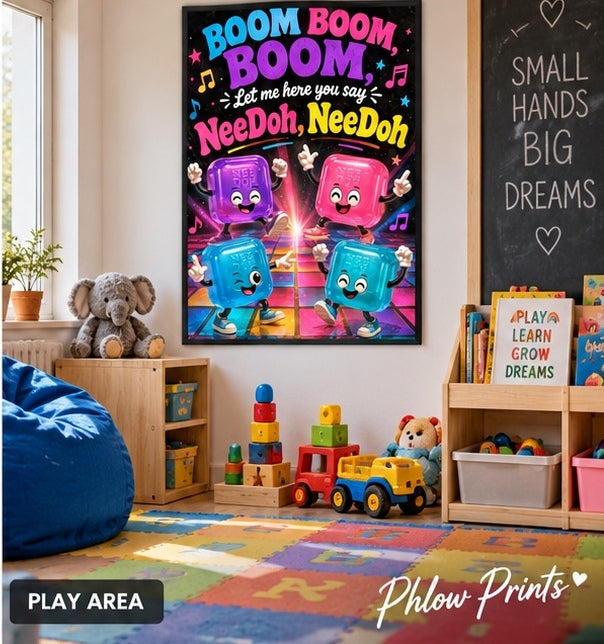 Boom Boom Squishy Dance Party Wall Art | Colourful Kids & Tween Bedroom Poster