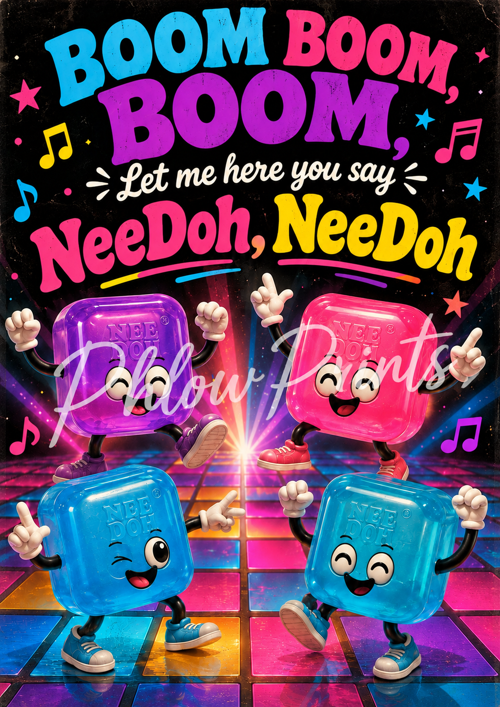 Boom Boom Squishy Dance Party Wall Art | Colourful Kids & Tween Bedroom Poster