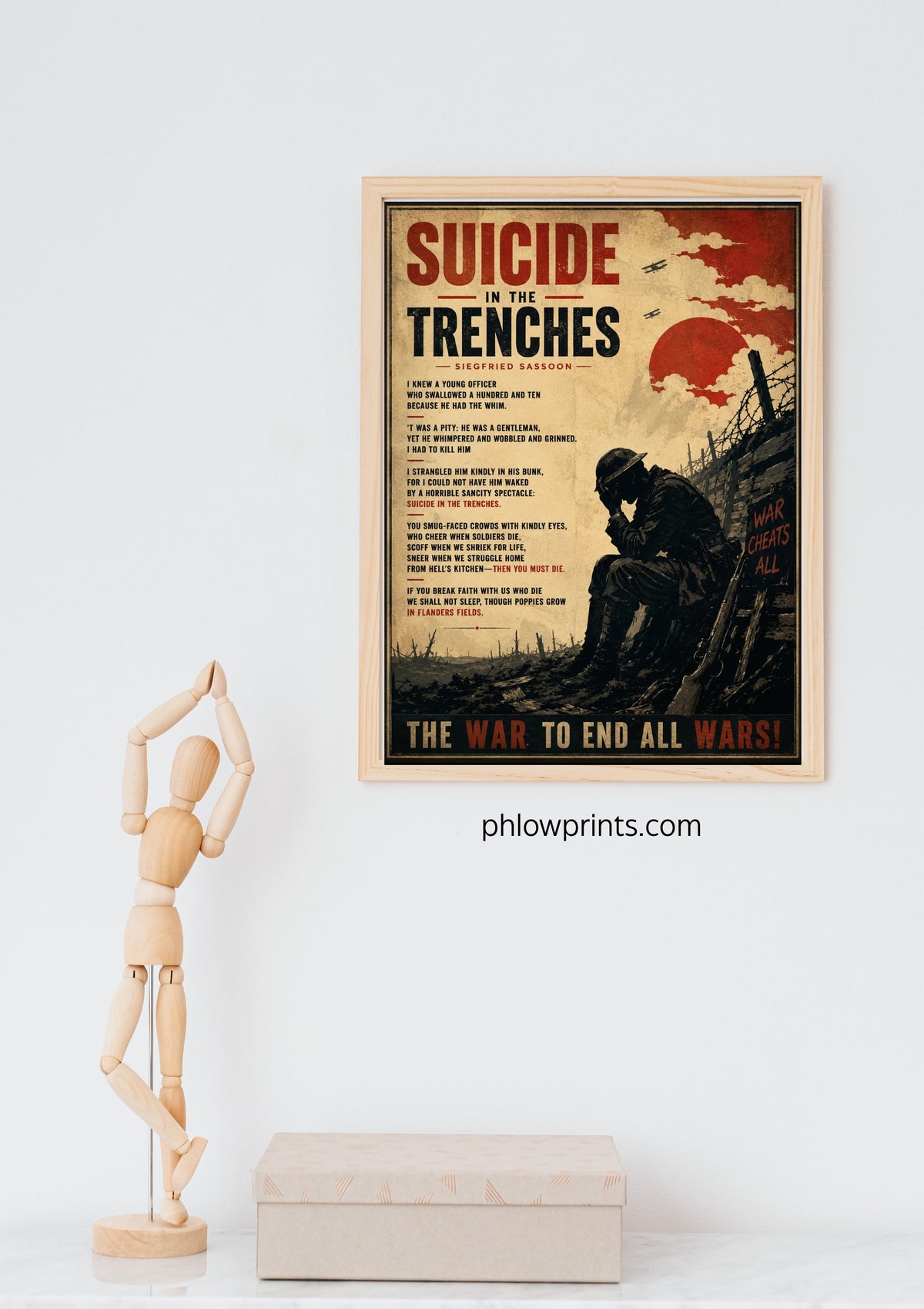 Suicide in the Trenches by Siegfried Sassoon – WWI Poetry Wall Art – Vintage War Poster