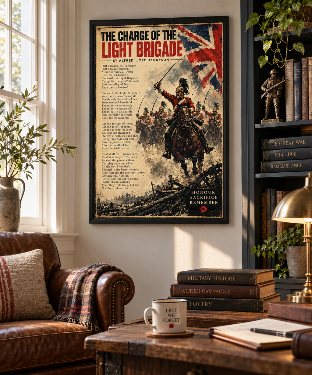 The Charge of the Light Brigade by Alfred Lord Tennyson – Historic War Poetry Wall Art Print