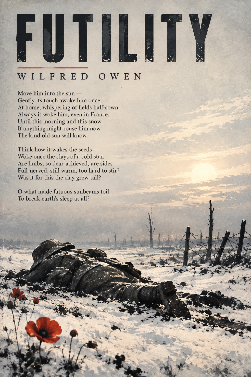 Futility by Wilfred Owen – WWI Poetry Wall Art – First World War Literary Print