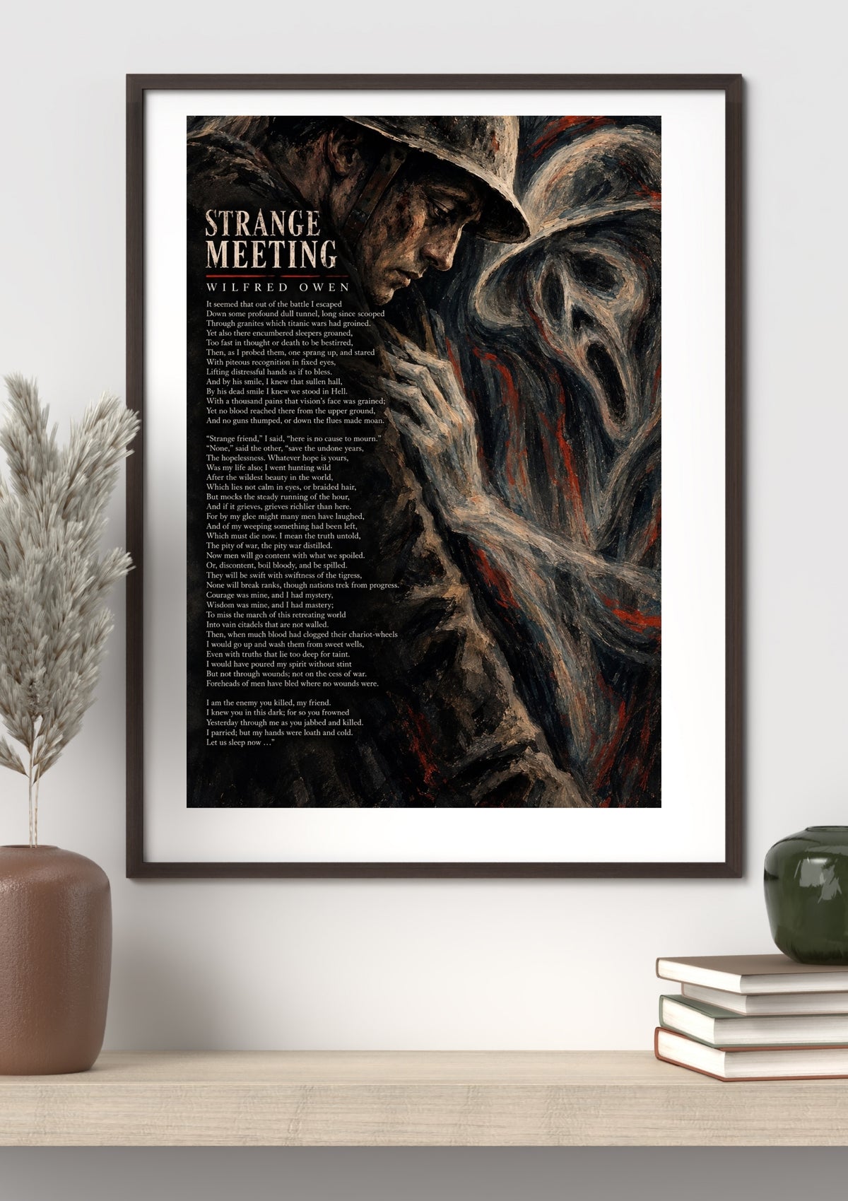 Strange Meeting by Wilfred Owen – WWI Poetry Wall Art – Expressionist War Print
