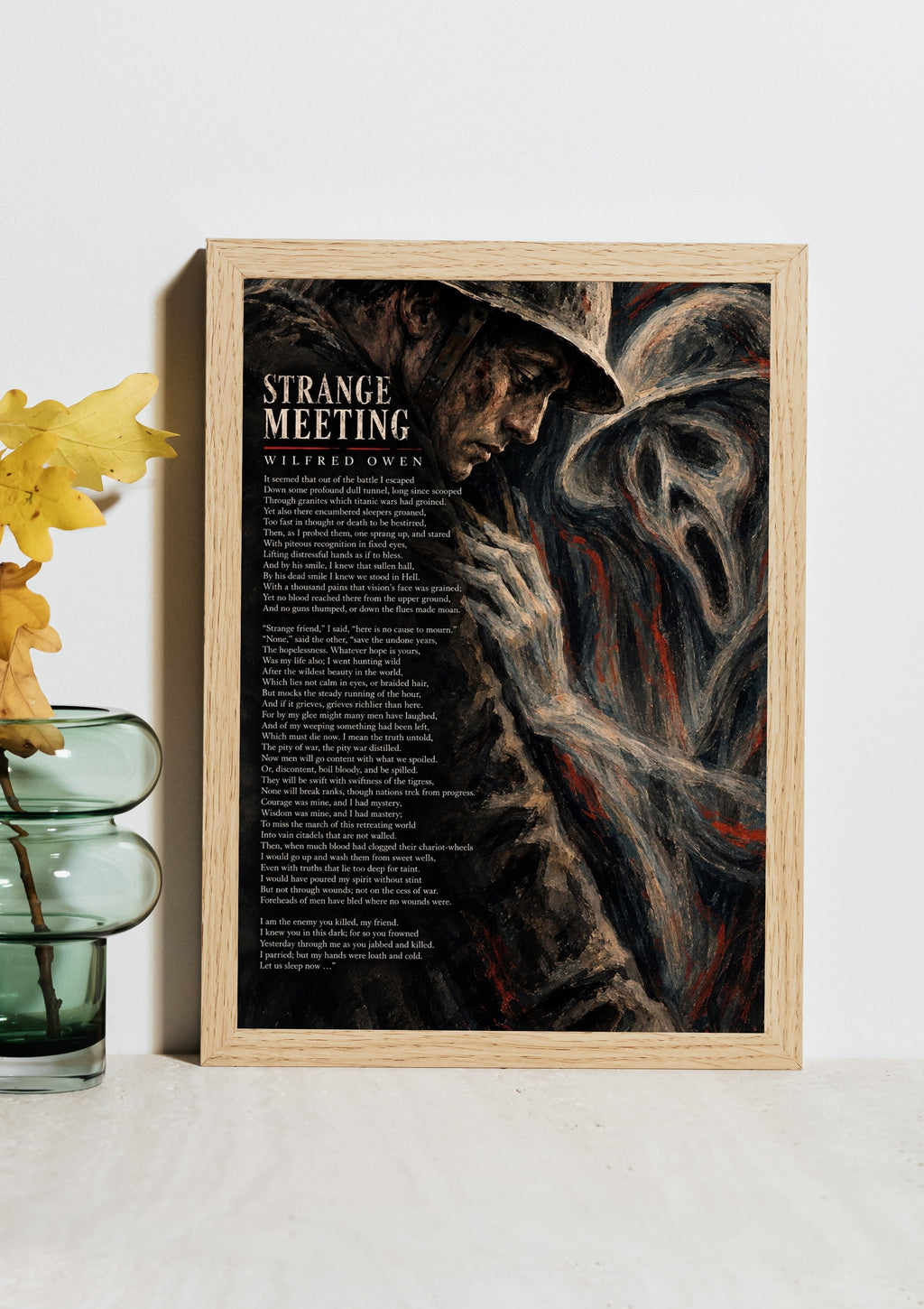 Strange Meeting by Wilfred Owen – WWI Poetry Wall Art – Expressionist War Print