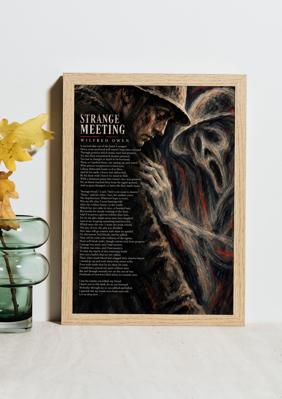 Strange Meeting by Wilfred Owen – WWI Poetry Wall Art – Expressionist War Print