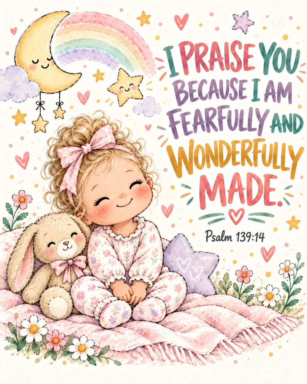 Psalm 139:14 Baby Girl Bible Verse - Digital Download