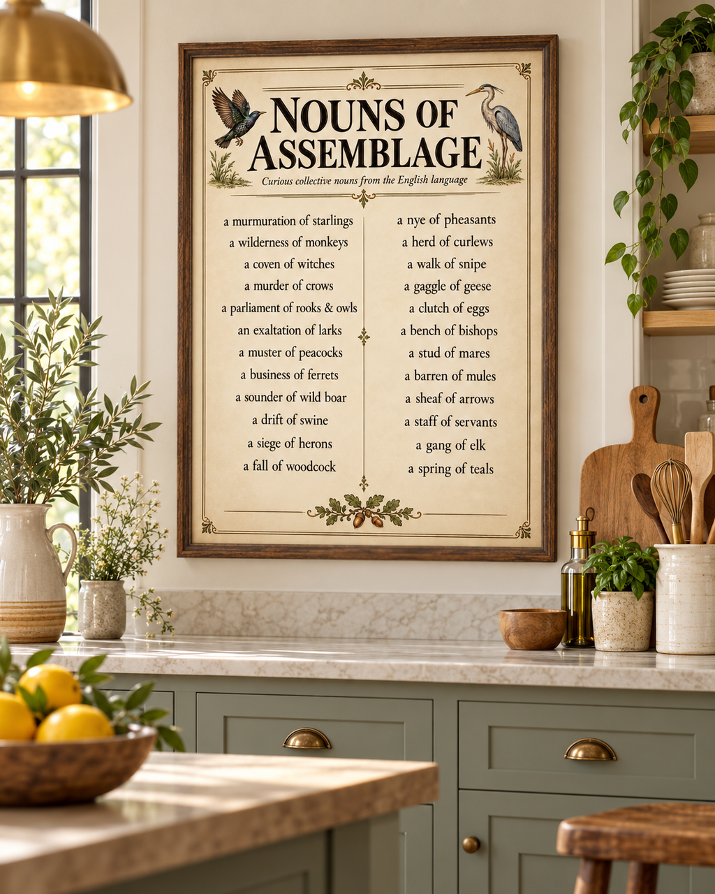 Nouns of Assemblage Poster – Curious Collective Nouns Wall Art