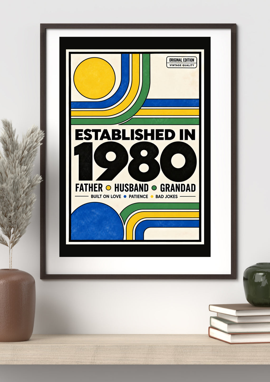     1980 birthday gift for dad Bauhaus inspired wall decor