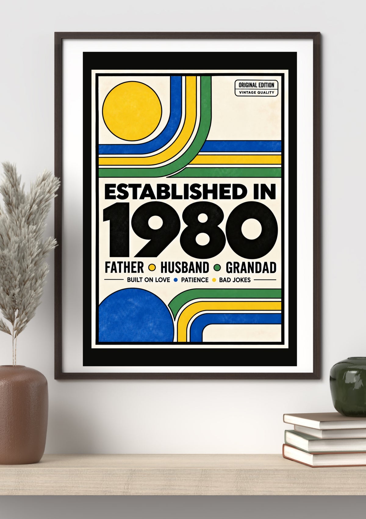     1980 birthday gift for dad framed print for father husband grandad