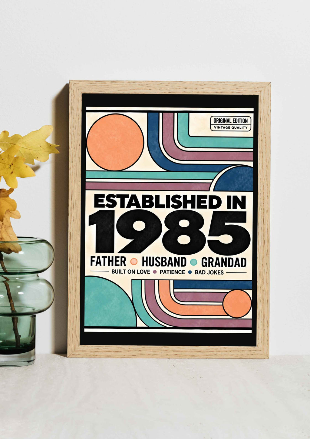 1985 birthday gift for dad Bauhaus inspired wall decor