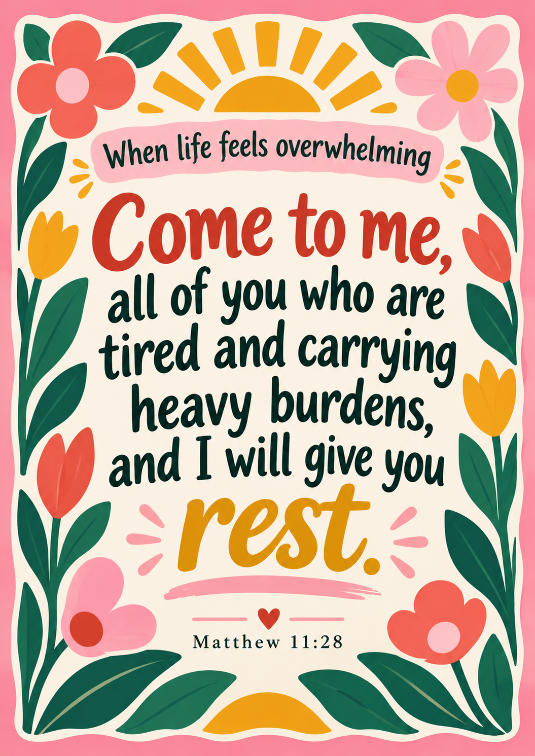 Matthew 11:28 Bible Verse Wall Art – Digital Download