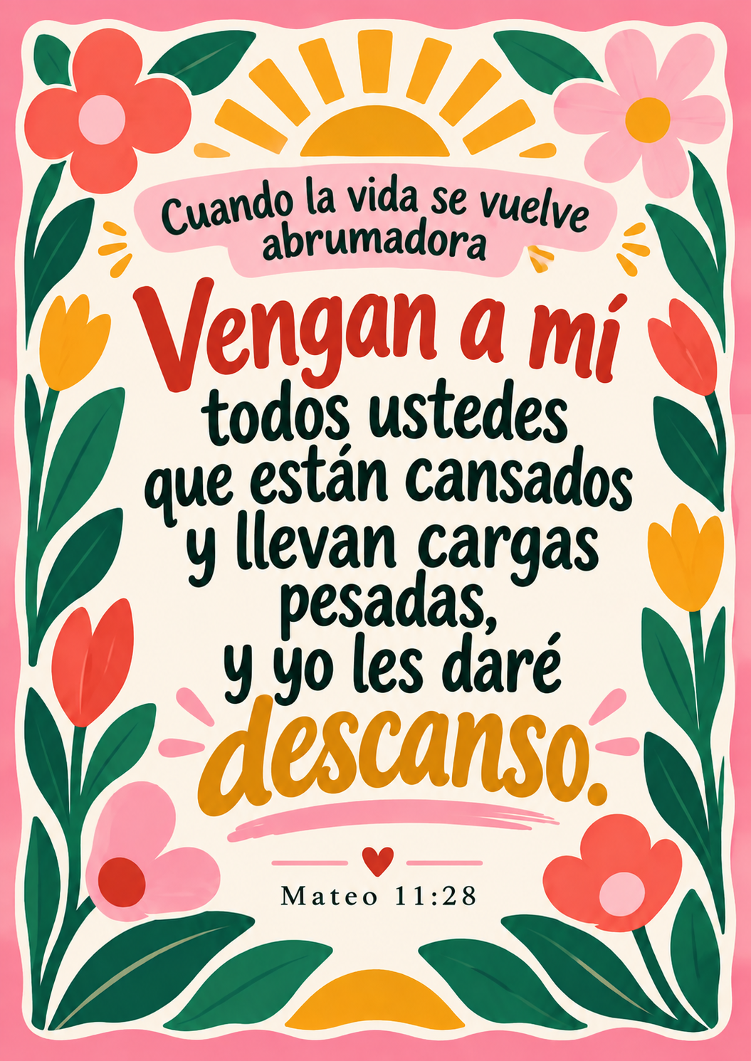 Mateo 11:28 Lámina Bíblica en Español – Descarga Digital