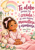 Salmo 139:14 Lámina Bíblica para Bebé Niña– Descarga Digital