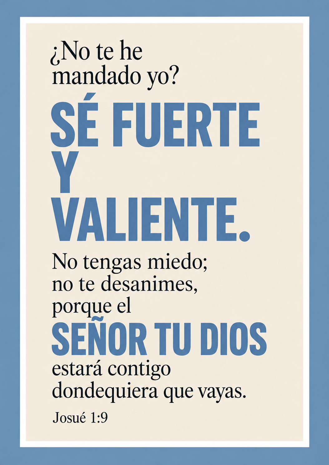 Josué 1:9 Sé Fuerte y Valiente | Lámina Cristiana Digital para Imprimir