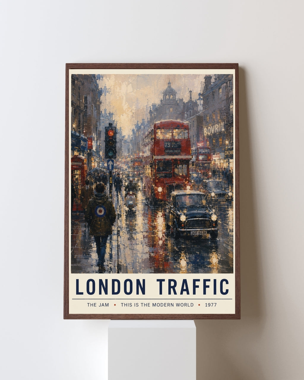 London Traffic Wall Art Print | The Jam Inspired Poster | 1970s London Mod Art | British Music & Culture Print | Vintage Urban Street Scene