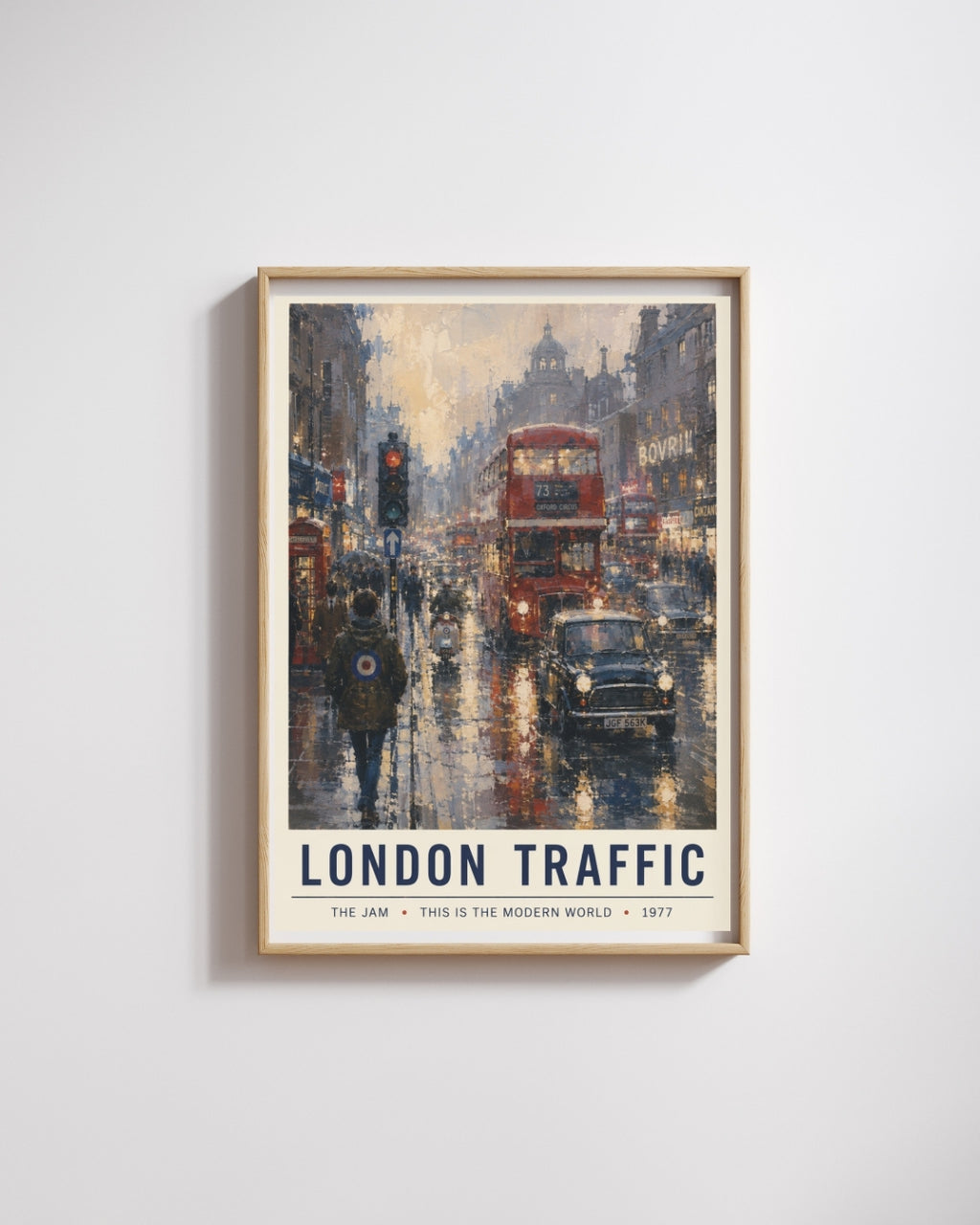 London Traffic Wall Art Print | The Jam Inspired Poster | 1970s London Mod Art | British Music & Culture Print | Vintage Urban Street Scene