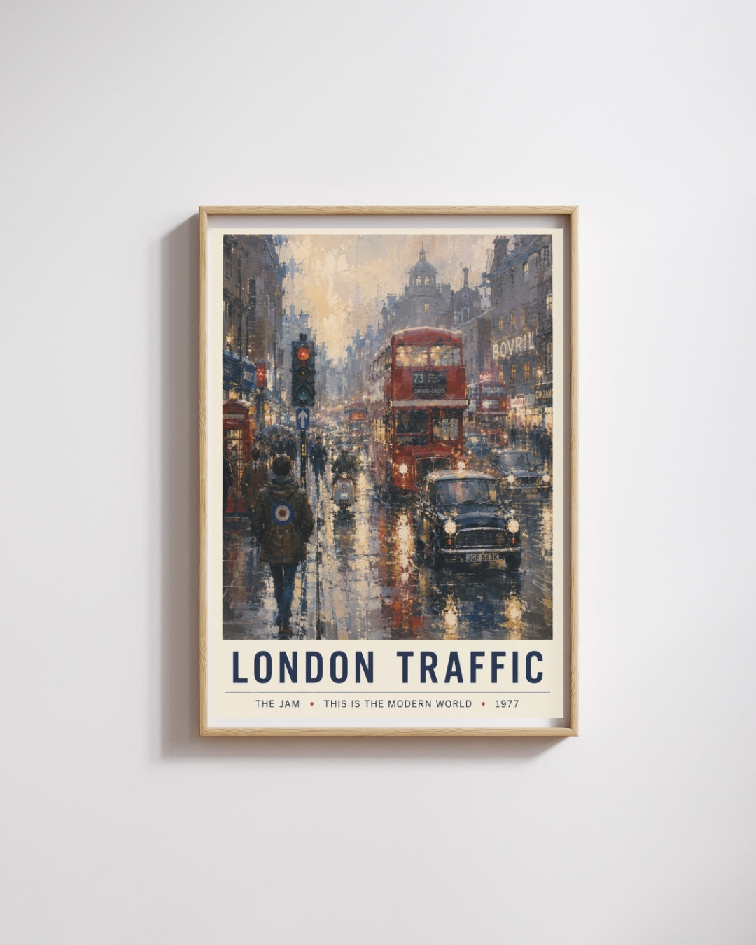 London Traffic Wall Art Print | The Jam Inspired Poster | 1970s London Mod Art | British Music & Culture Print | Vintage Urban Street Scene